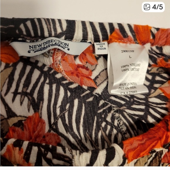 New Directions Orange and Black Floral Coverup Pants size L - Picture 4 of 5